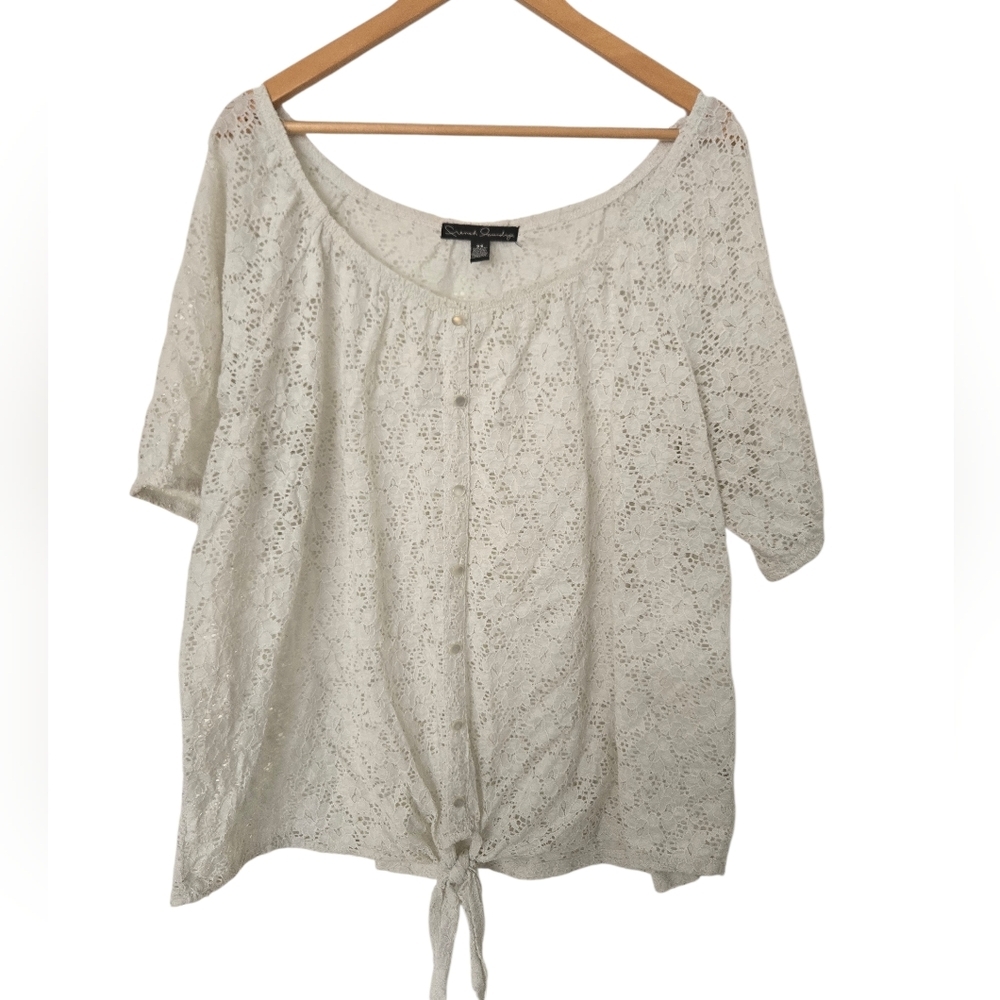 French Laundry White Lace Blouse Size 3x